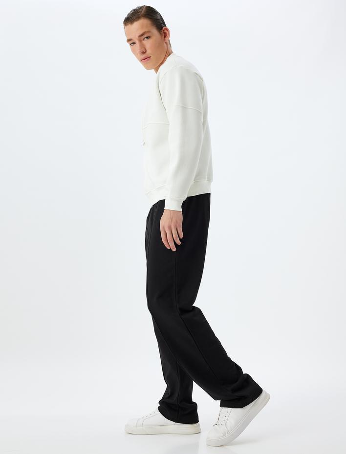  Eşofman Altı Beli Bağcıklı Cepli Dikiş Detaylı Pamuklu