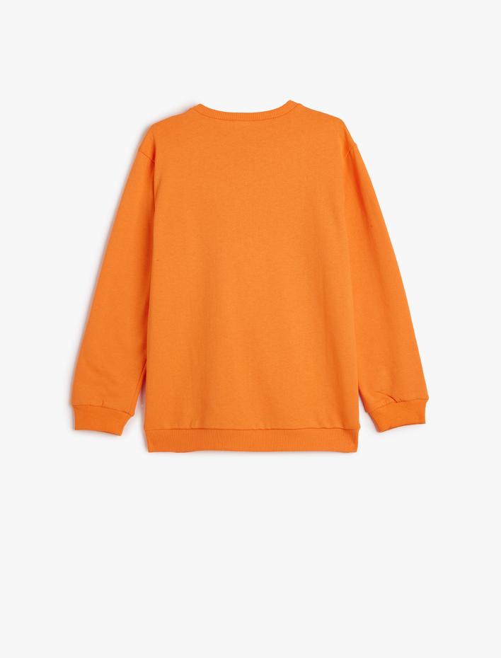 Erkek Çocuk Sweatshirt Uzun Kollu Bisiklet Yaka Basketbol Temalı Baskı Detaylı Şardonlu