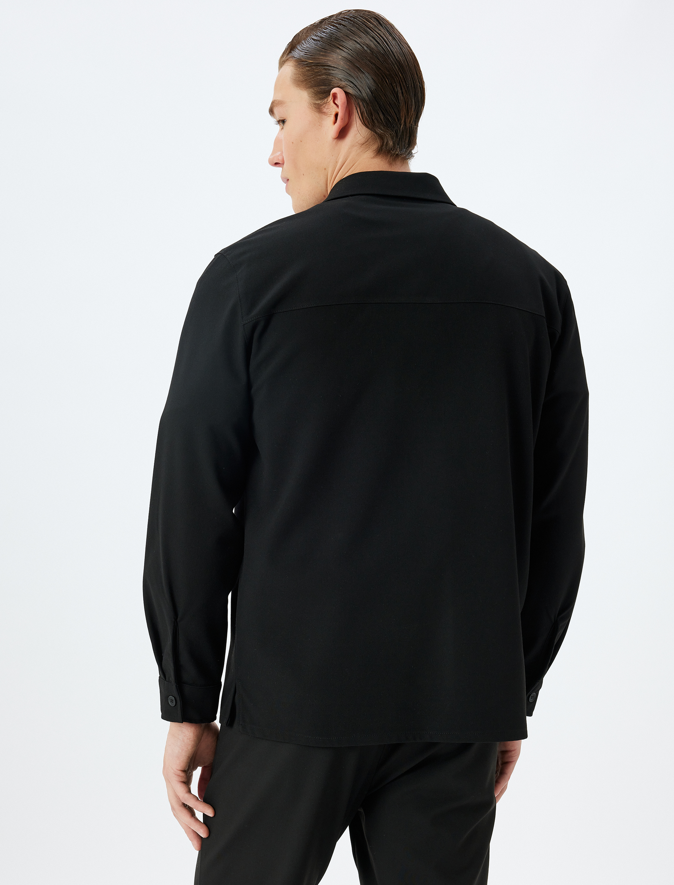   Yarım Fermuarlı Gömlek Uzun Kollu Viskon Karışımlı Regular Fit