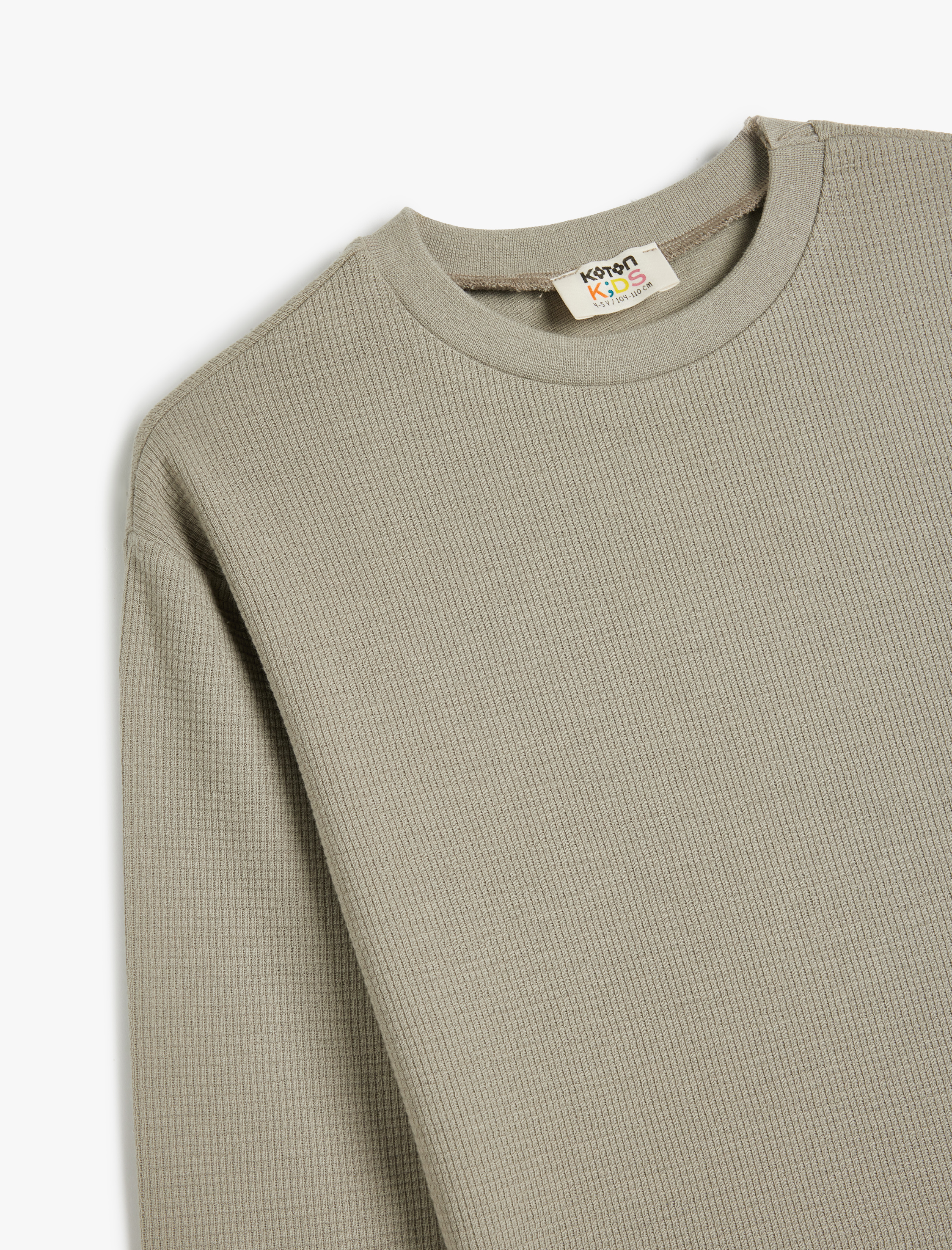  Erkek Çocuk Pamuklu Uzun Kollu Ribanalı Oversize Basic Tişört