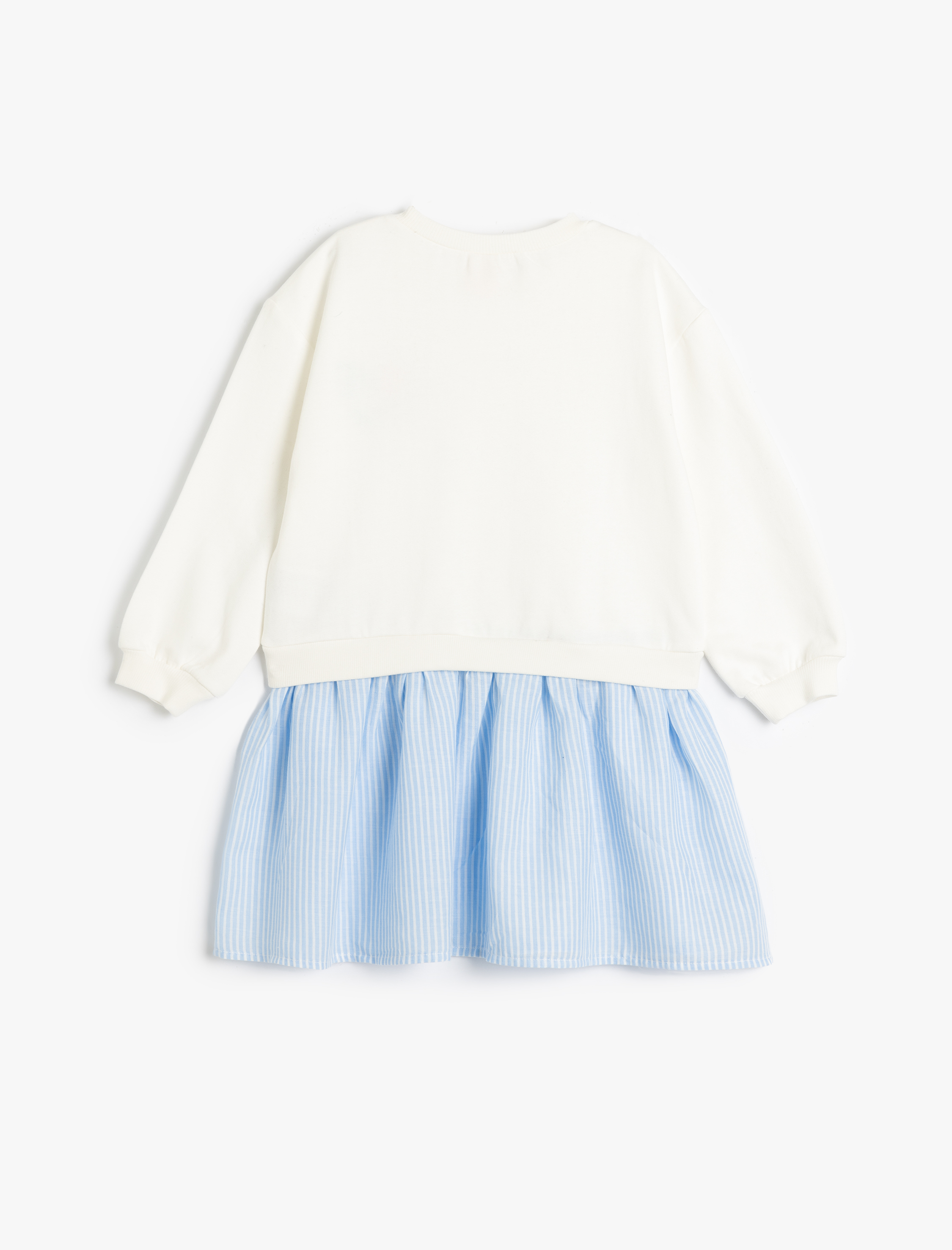  Kız Bebek Sweat Elbise Uzun Kollu Yuvarlak Yaka İşleme Detaylı Pamuklu Şardonlu