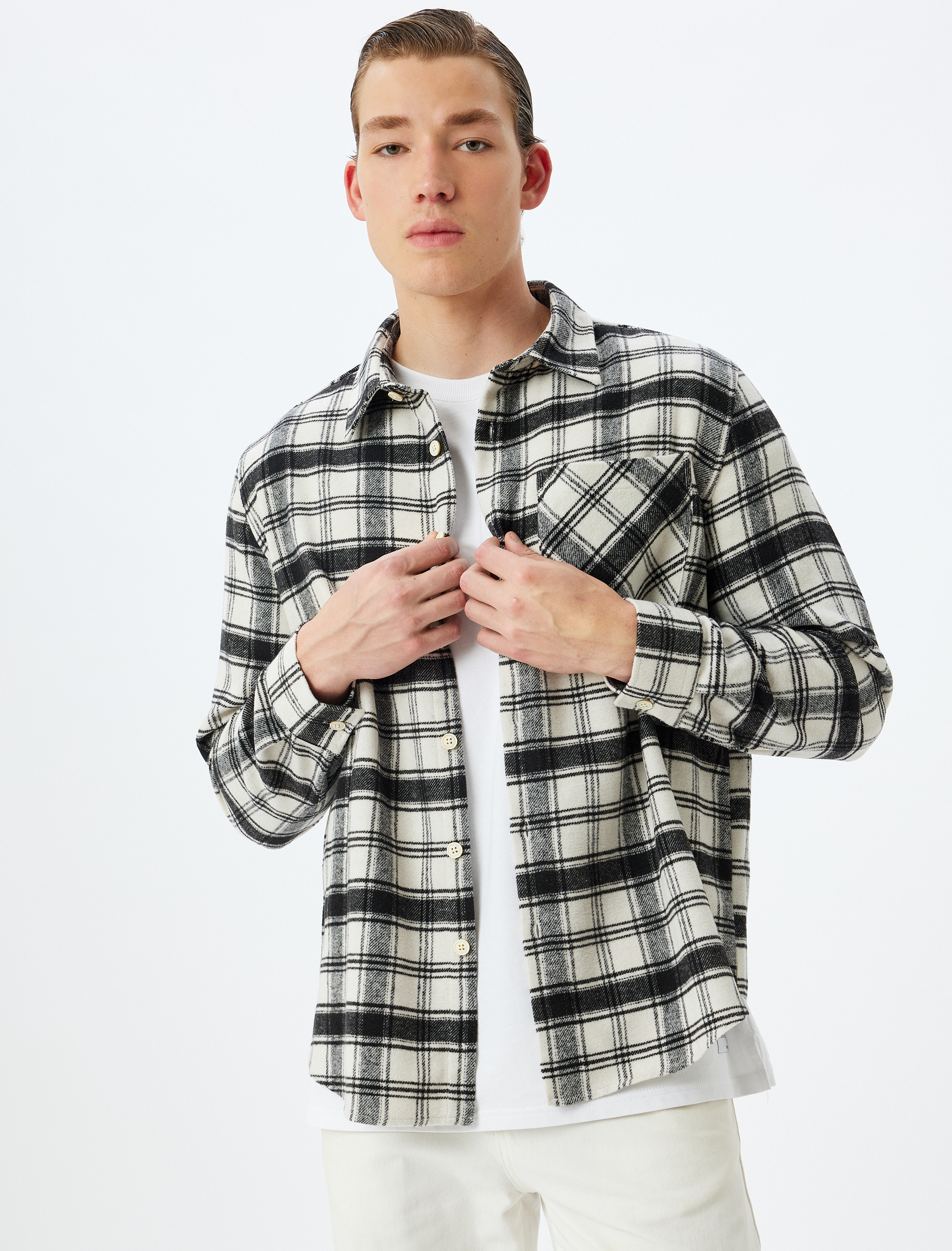   Oduncu Gömleği Uzun Kollu Cep Detaylı Pamuk Karışımlı Regular Fit