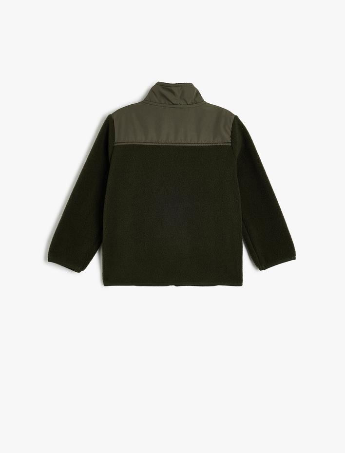 Erkek Bebek Fermuarlı Polar Sweatshirt Dik Yaka Uzun Kollu