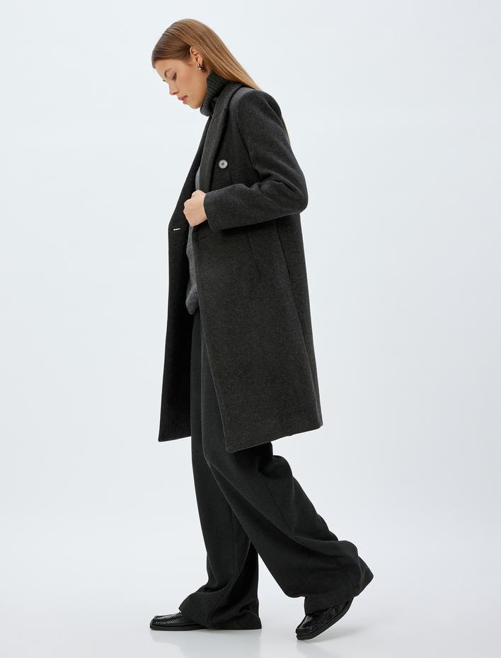  Gizli Cepli Kruvaze Uzun Kaşe Kaban