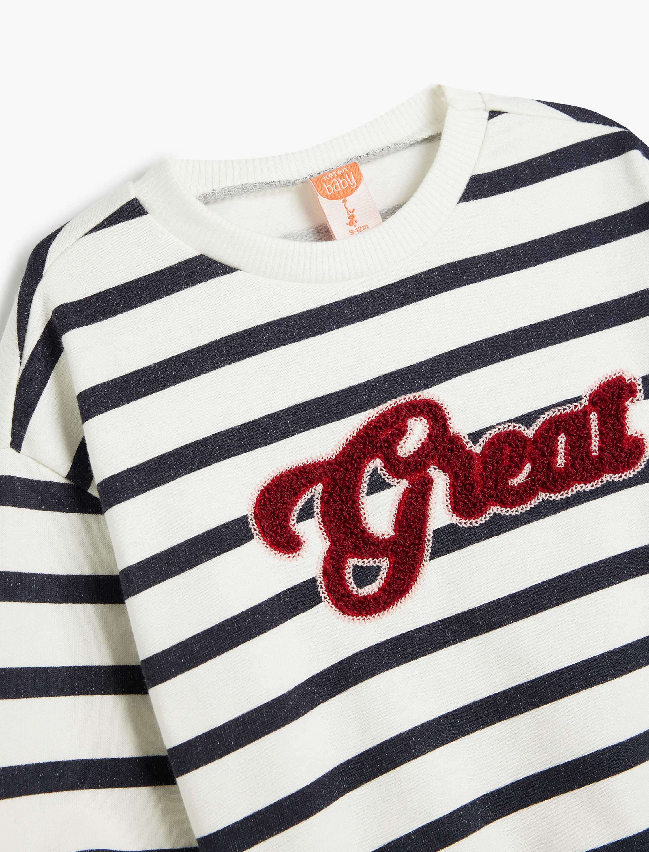  Kız Bebek Sweatshirt Slogan Baskı Detaylı Uzun Kollu Bisiklet Yaka Şardonlu Pamuklu