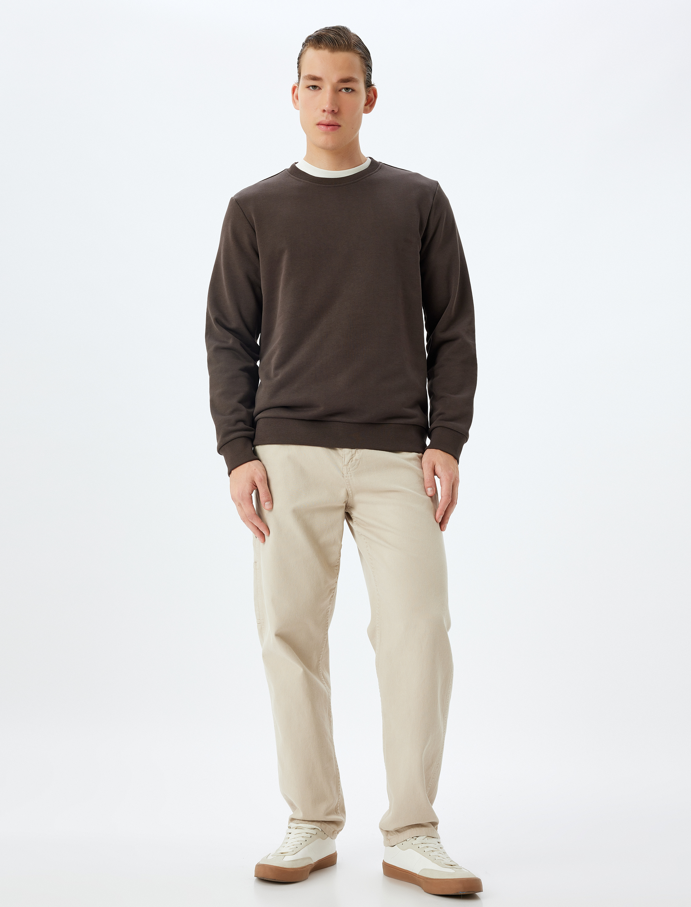   Basic Sweatshirt Bisiklet Yaka Pamuklu