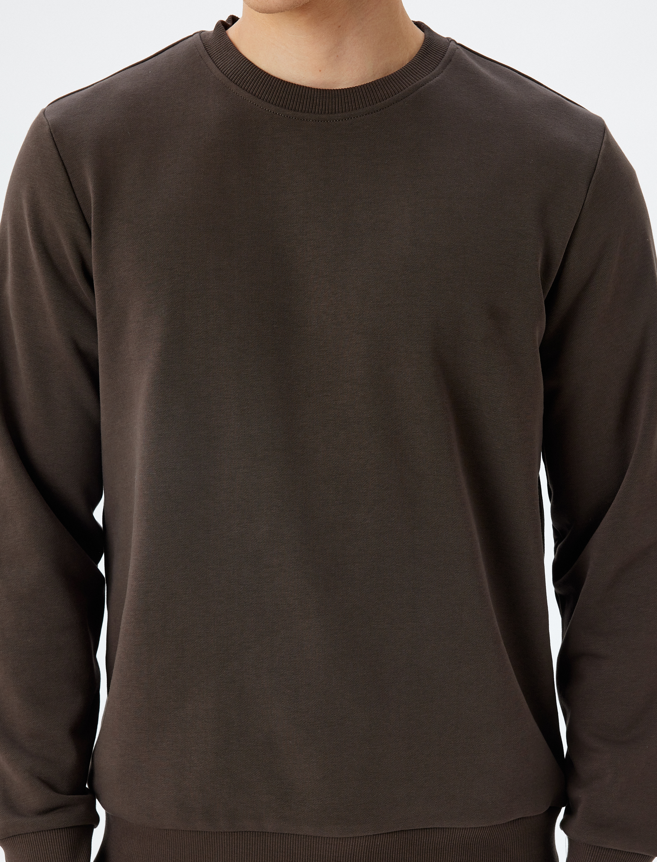   Basic Sweatshirt Bisiklet Yaka Pamuklu