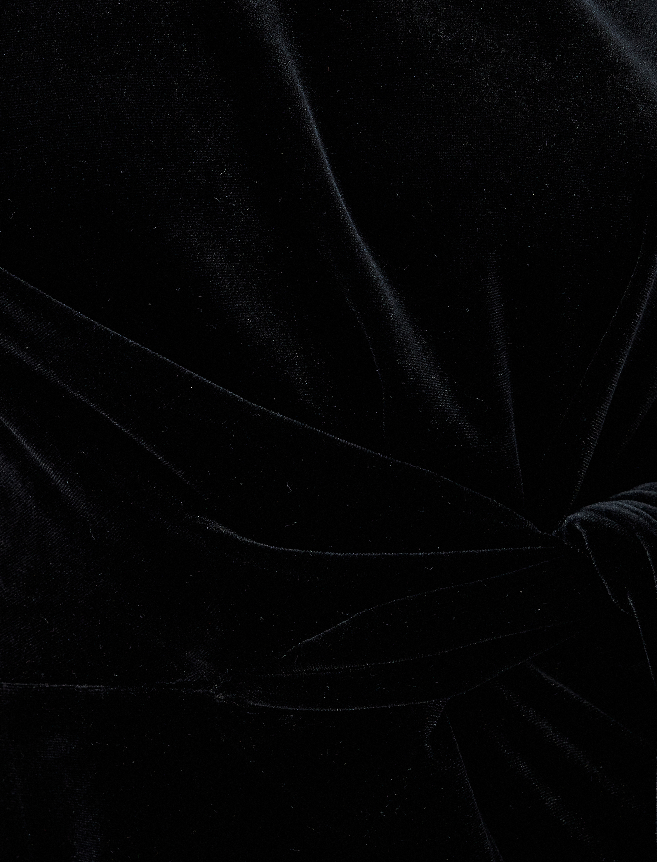   Mini Kalem Kadife Elbise Düğüm Detaylı Dik Yaka Uzun Kollu Slim Fit