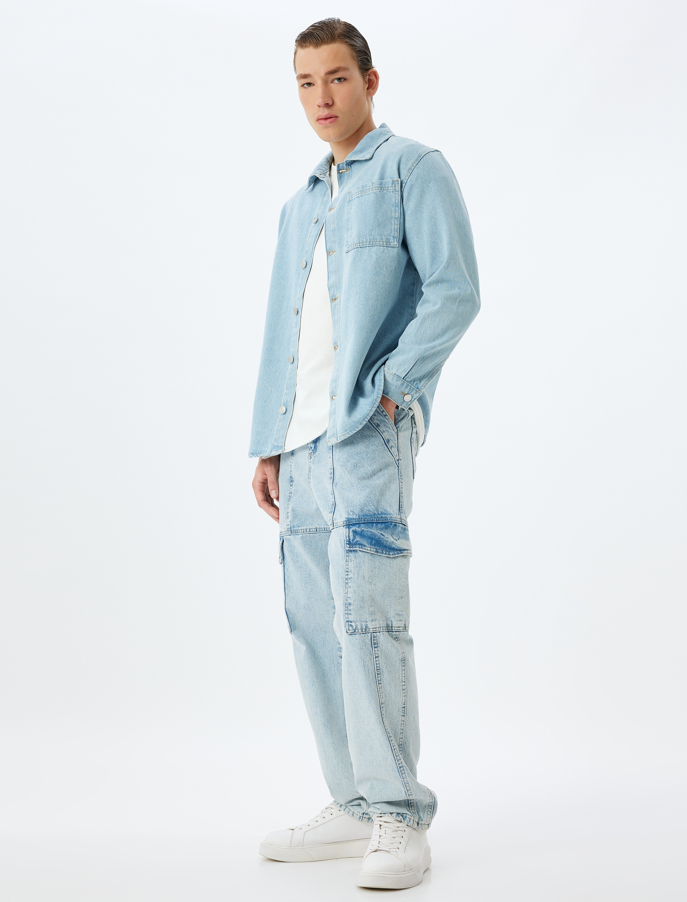 Kot Gömlek Ceket Oversize Cep Detaylı Pamuklu