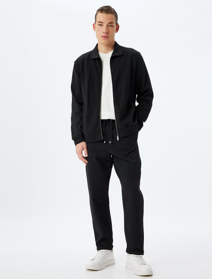  Eşofman Altı Beli Bağcıklı Cep Detaylı Pamuk Karışımlı