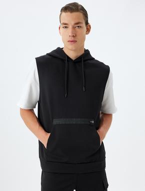 Spor Sweatshirt Oversize Kolsuz Kapşonlu Fermuar Detaylı Viskon Karışımlı_2