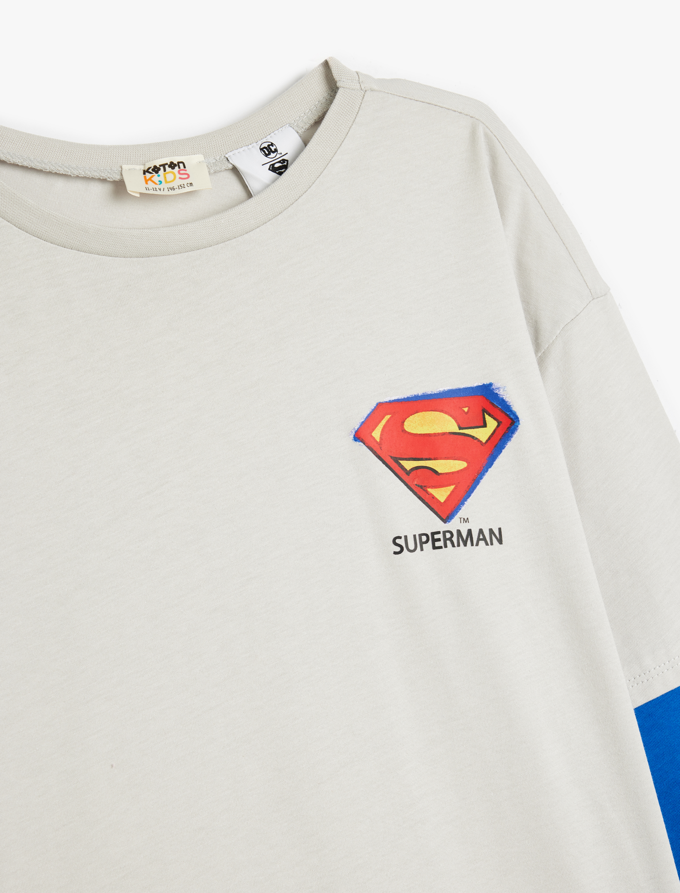  Erkek Çocuk Pamuklu Lisanslı Superman Baskılı Uzun Kollu Bisiklet Yaka Tişört