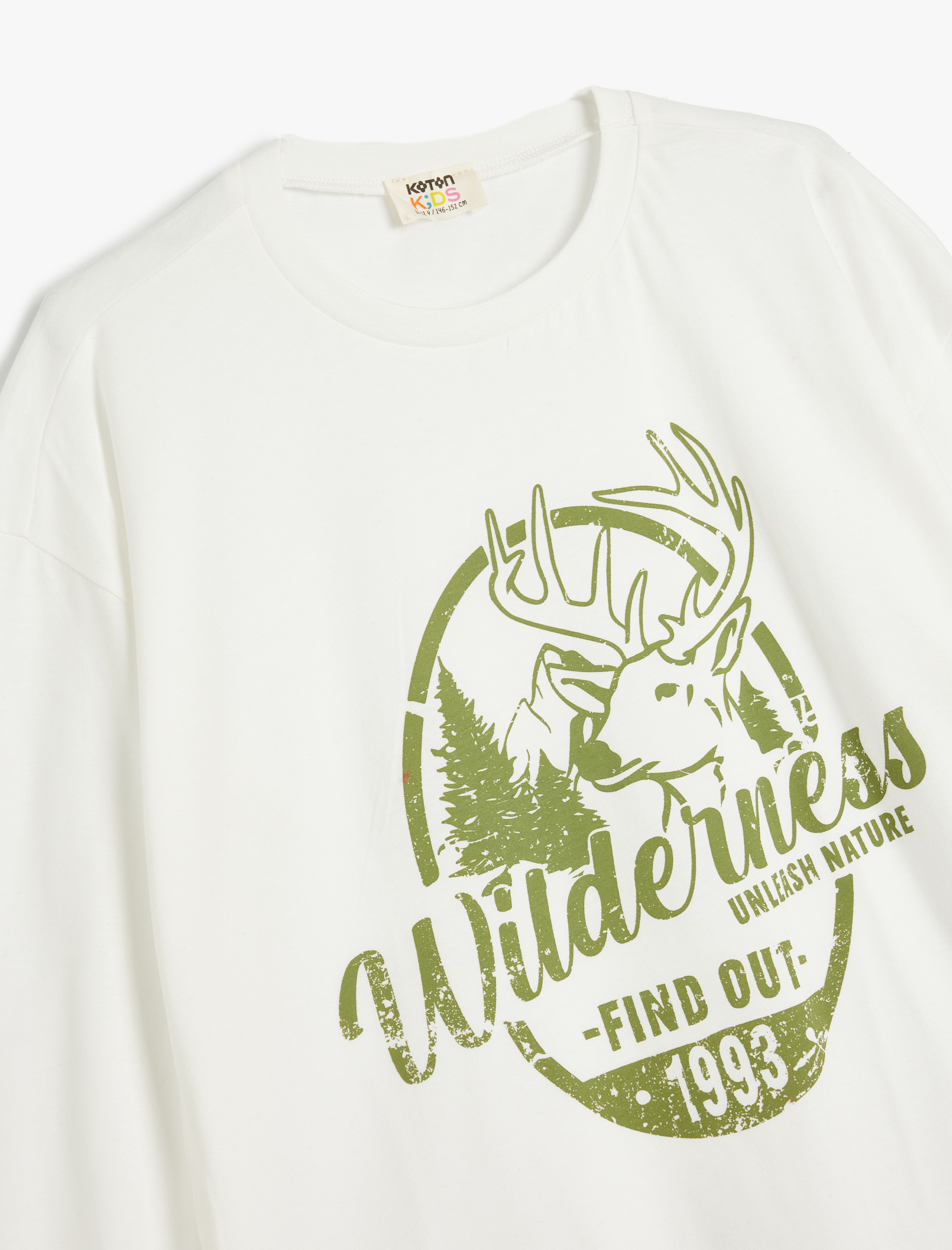  Erkek Çocuk Geyik Baskılı Uzun Kollu Bisiklet Yaka Pamuklu Oversize Tişört