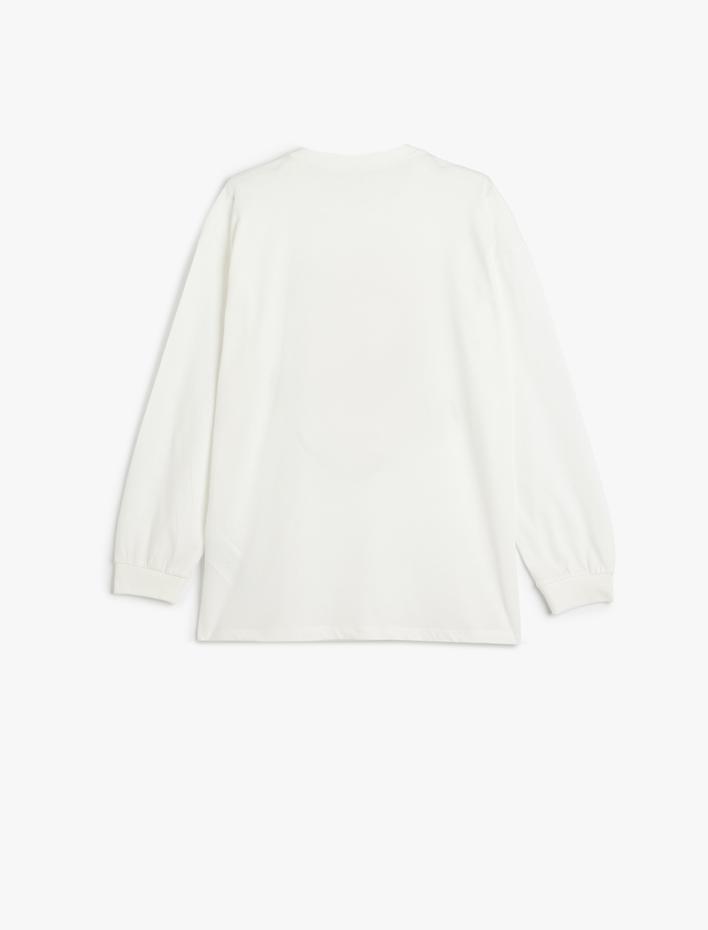 Erkek Çocuk Geyik Baskılı Uzun Kollu Bisiklet Yaka Pamuklu Oversize Tişört