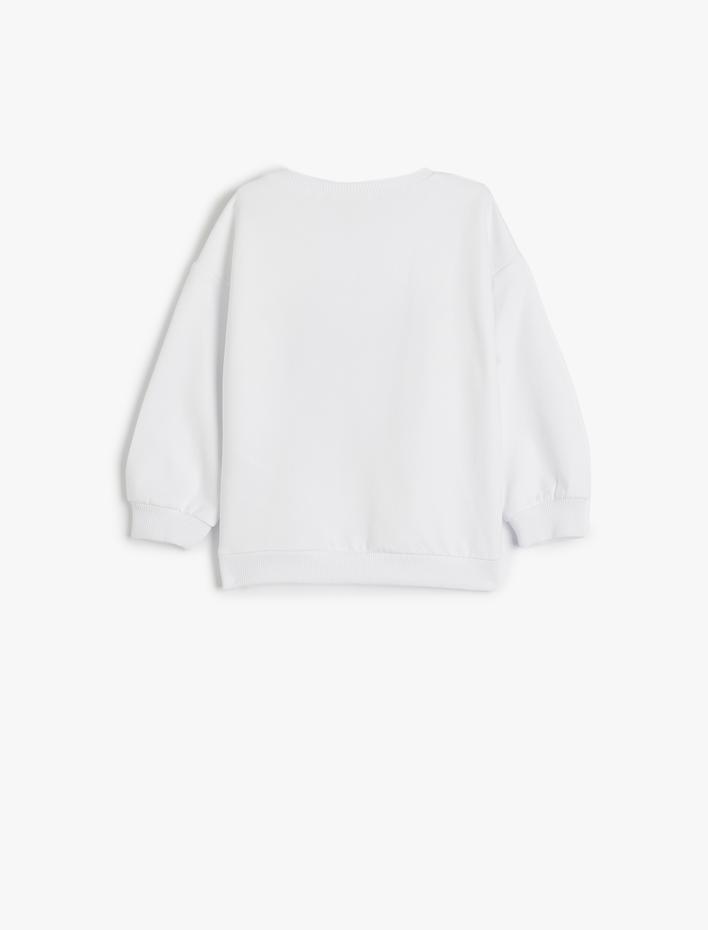 Kız Bebek Sweat Bisiklet Yaka Uzun Kollu Fiyonk Aplikeli Pamuklu