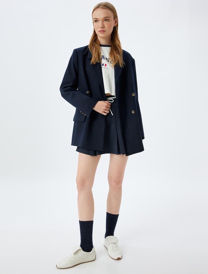  Mini Pileli Şort Etek Yüksek Bel Fiyonk Bağlama Detaylı