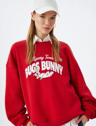 Bugs Bunny Oversize Sweatshirt Arkası Baskılı Şardonlu Lisanslı