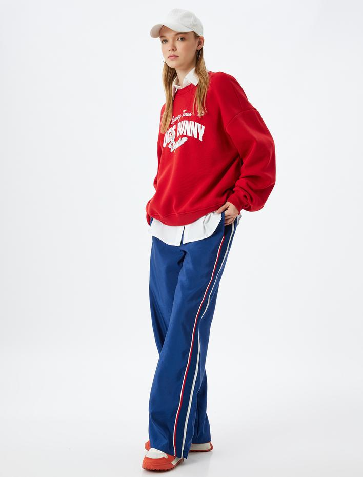  Bugs Bunny Oversize Sweatshirt Arkası Baskılı Şardonlu Lisanslı