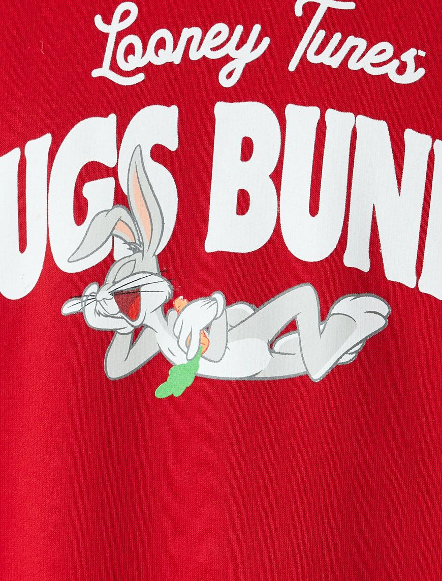   Bugs Bunny Oversize Sweatshirt Arkası Baskılı Şardonlu Lisanslı