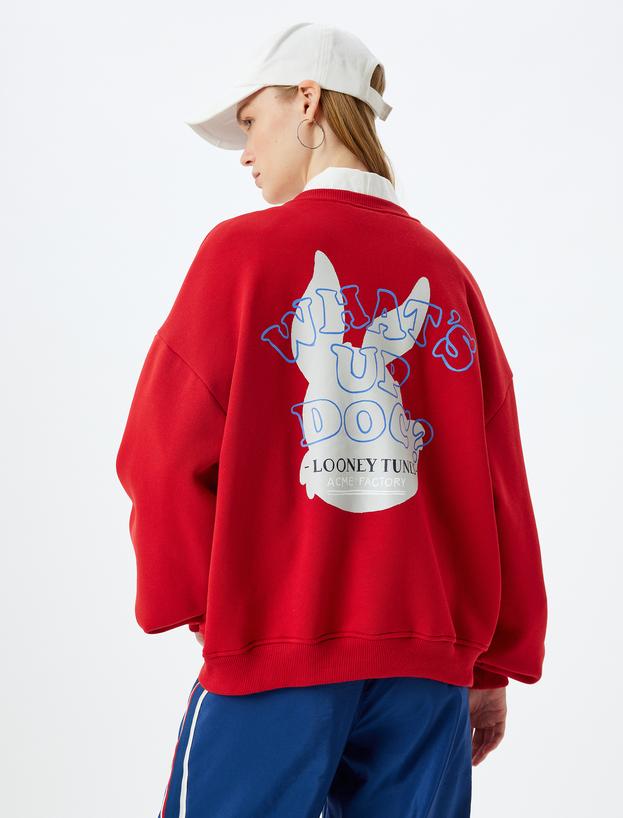 Bugs Bunny Oversize Sweatshirt Arkası Baskılı Şardonlu Lisanslı_3