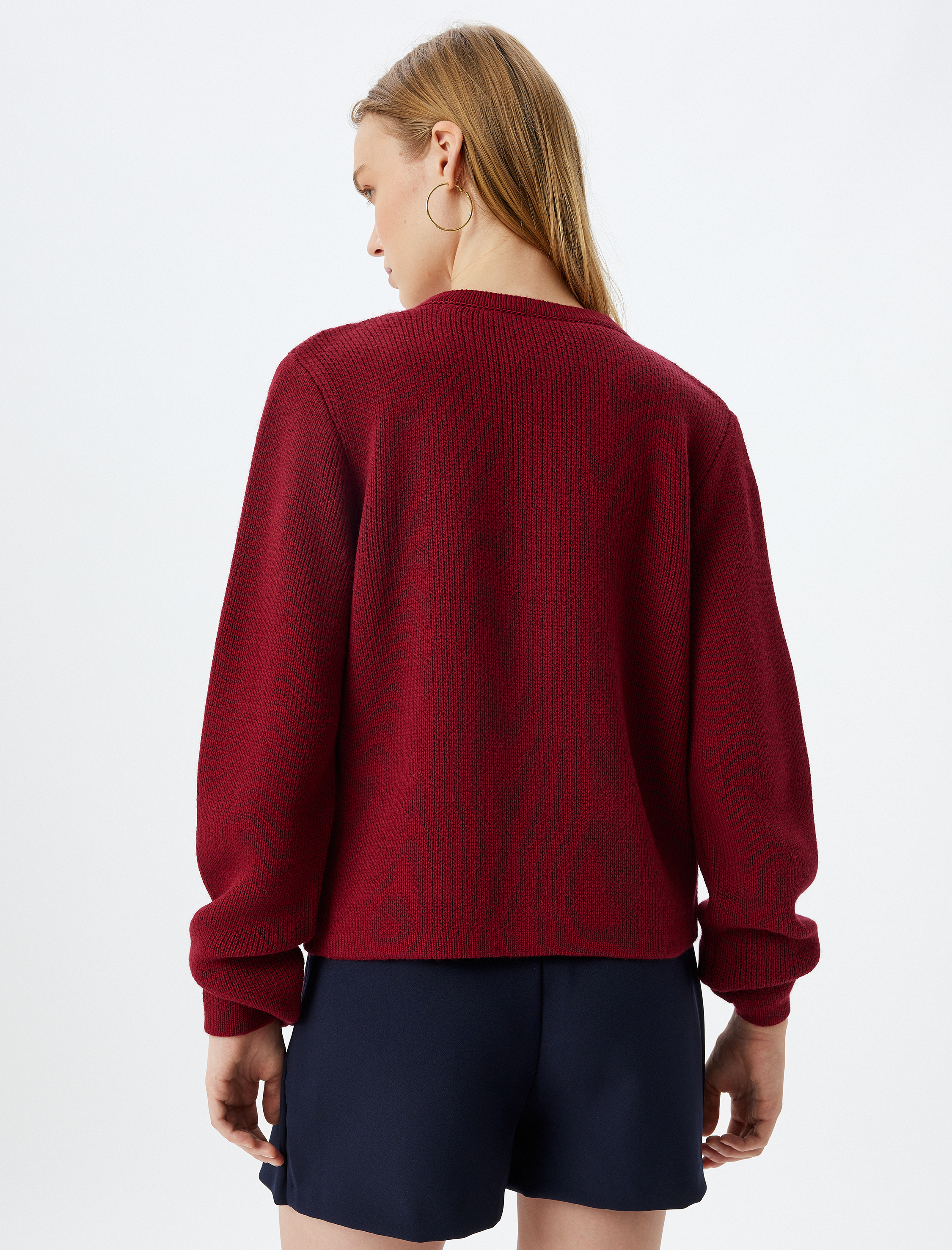   Triko Hırka Bisiklet Yaka Cep Detaylı Düğmeli