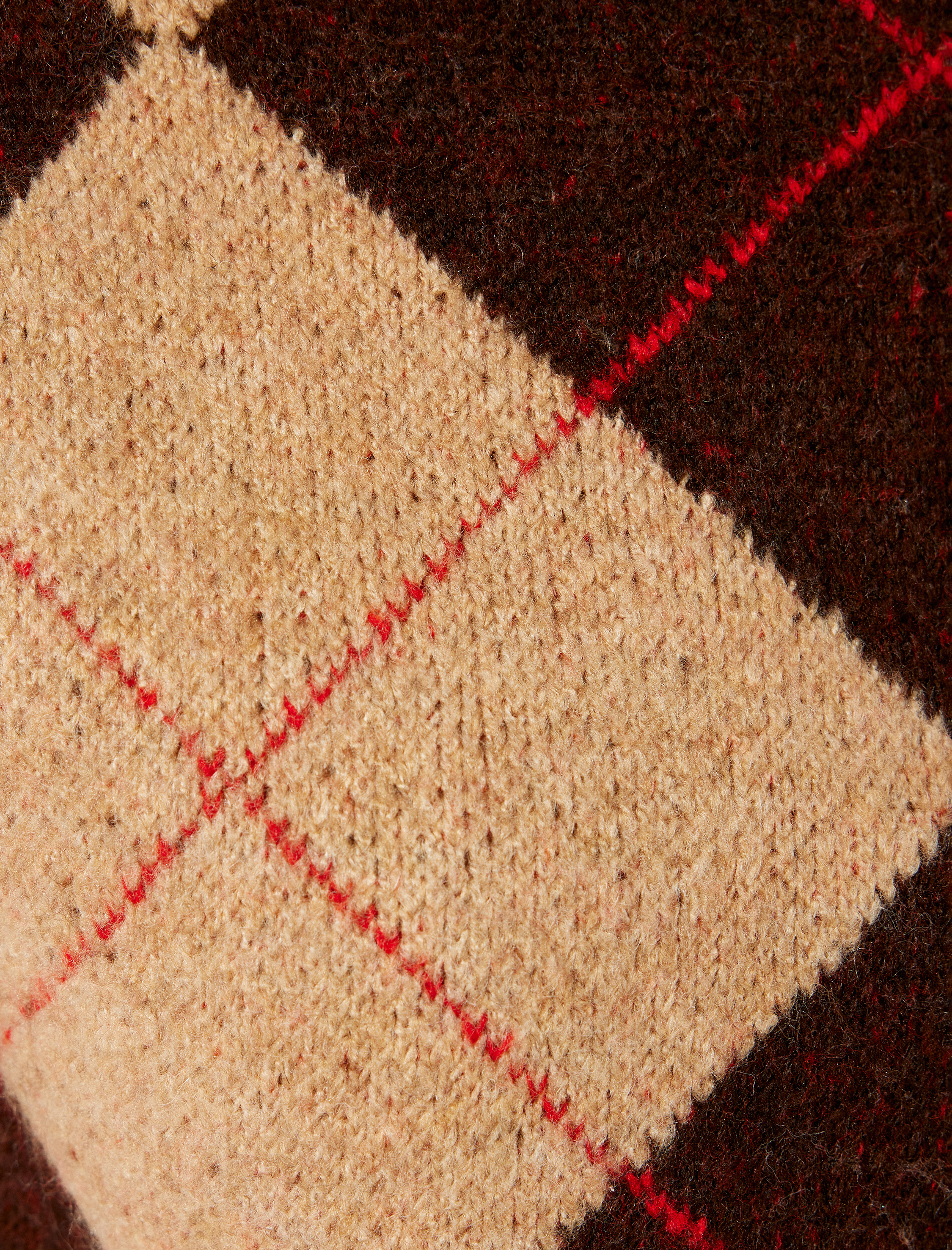   Baklava Desenli Triko Süveter Yuvarlak Yaka Renk Bloklu