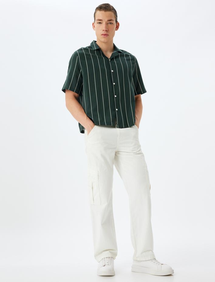  Devrik Yaka Regular Fit Pamuklu Kısa Kollu Gömlek