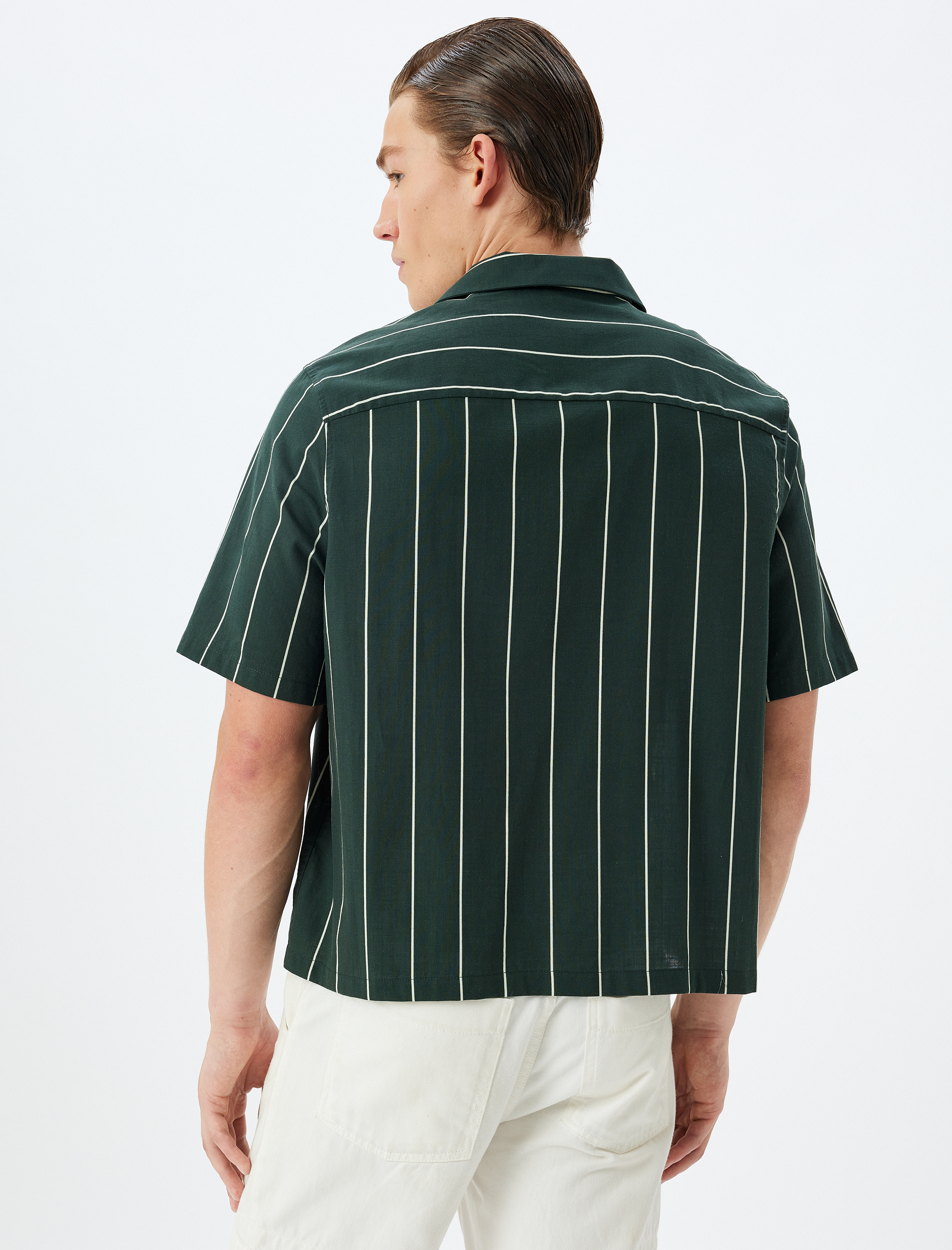   Devrik Yaka Regular Fit Pamuklu Kısa Kollu Gömlek