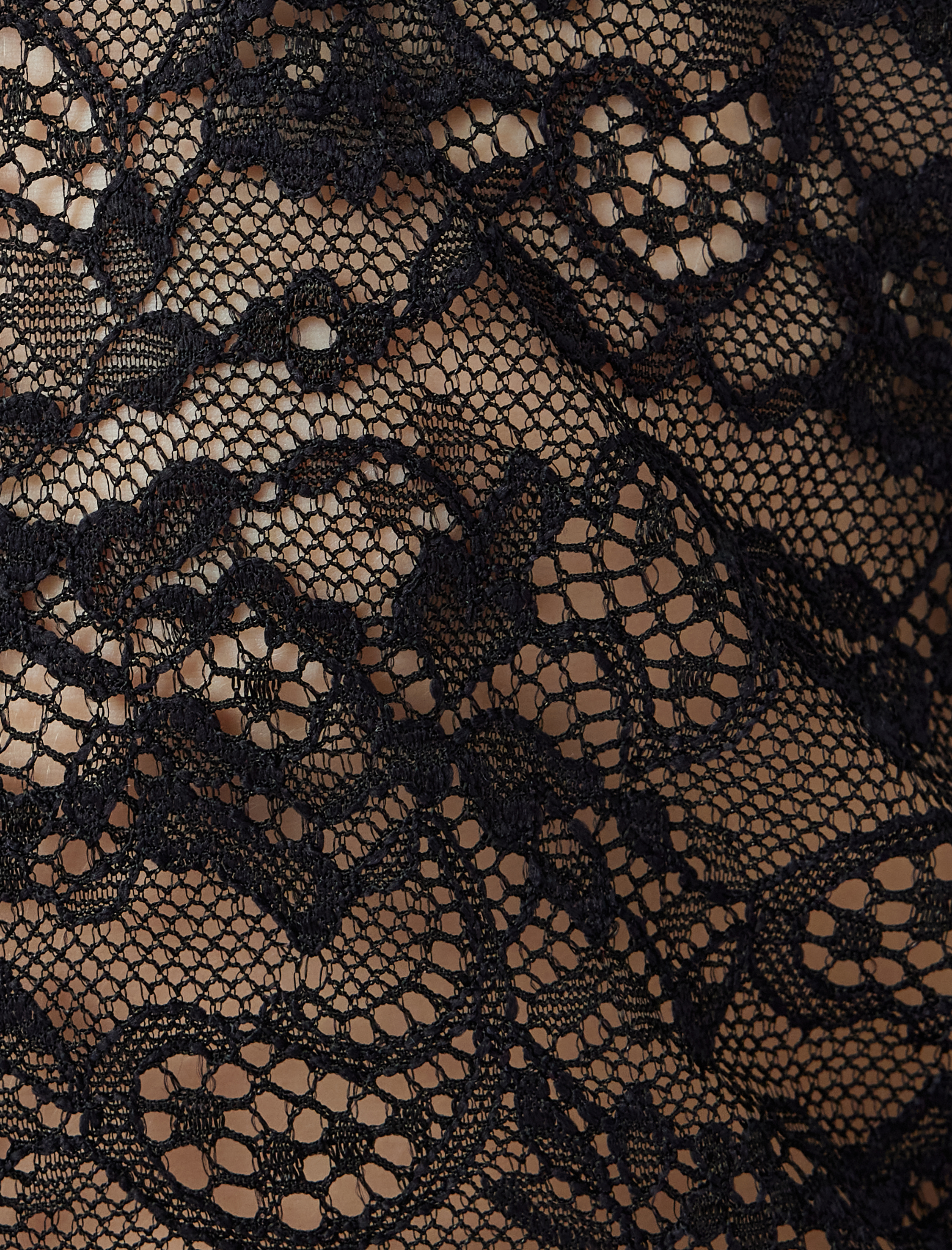   Dantelli Omzu Açık Tişört Uzun Kollu Madonna Yaka Slim Fit