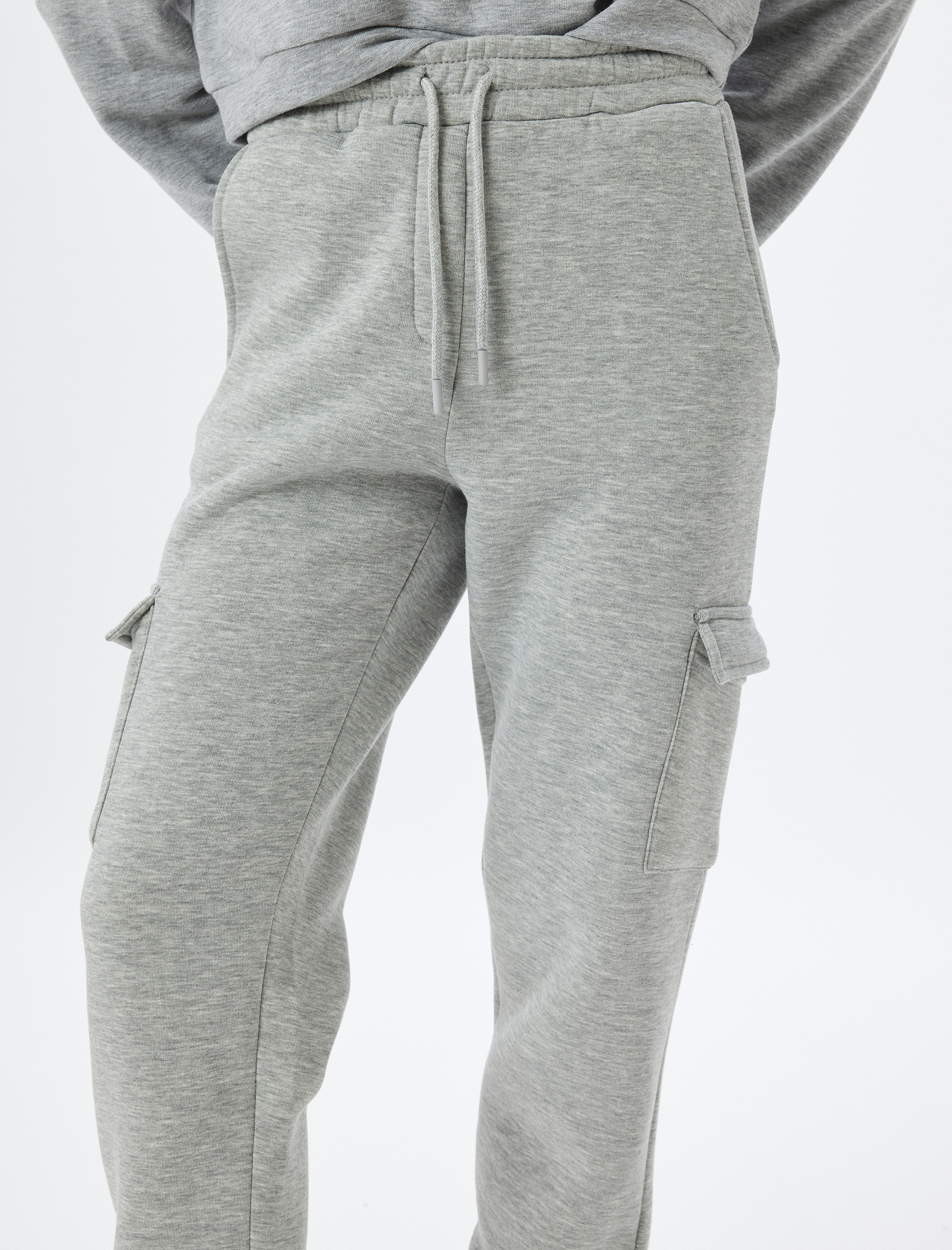   Jogger Eşofman Altı Kargo Cepli Yüksek Bel Bağcıklı Rahat Kalıp