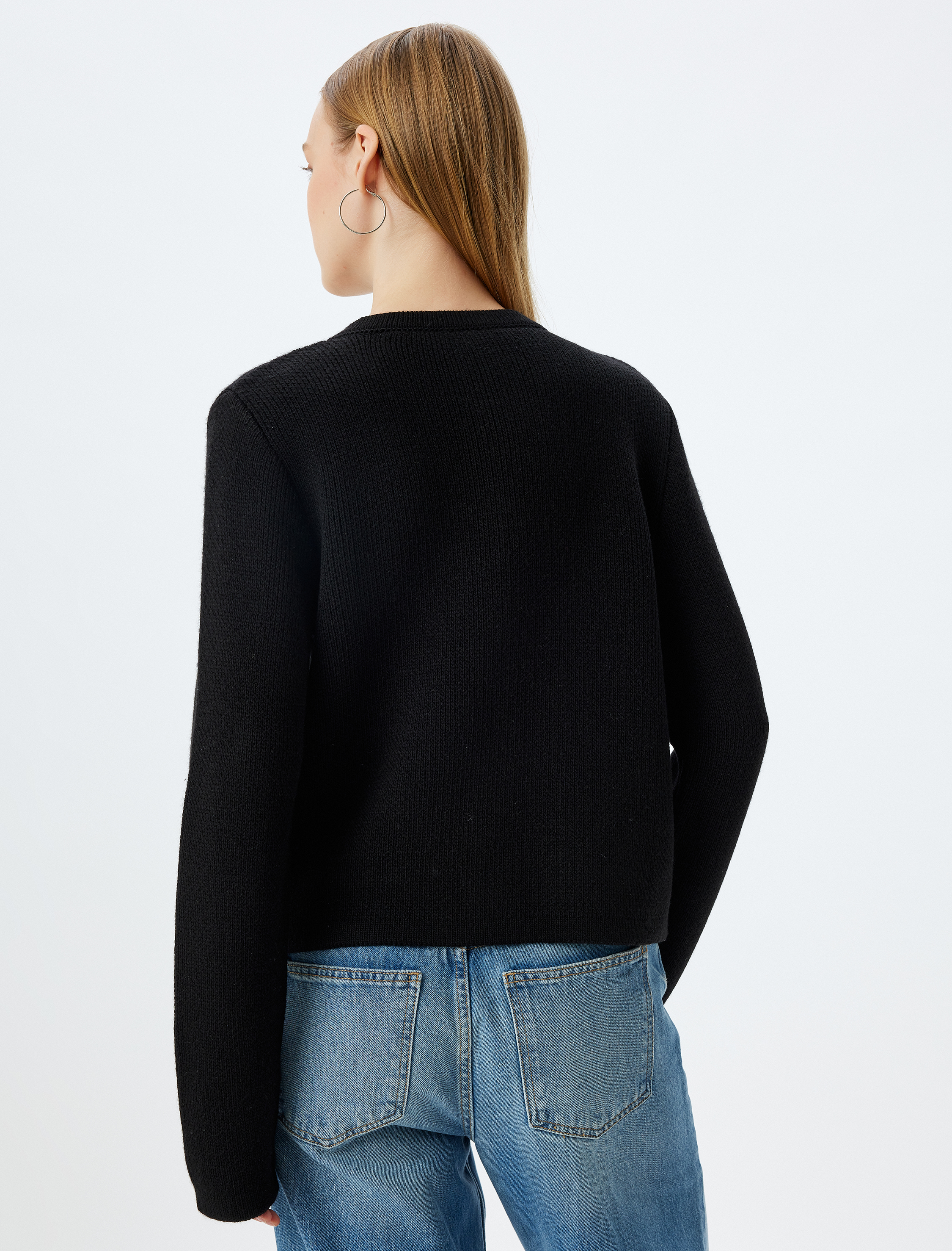 Triko Hırka Bisiklet Yaka Cep Detaylı Düğmeli