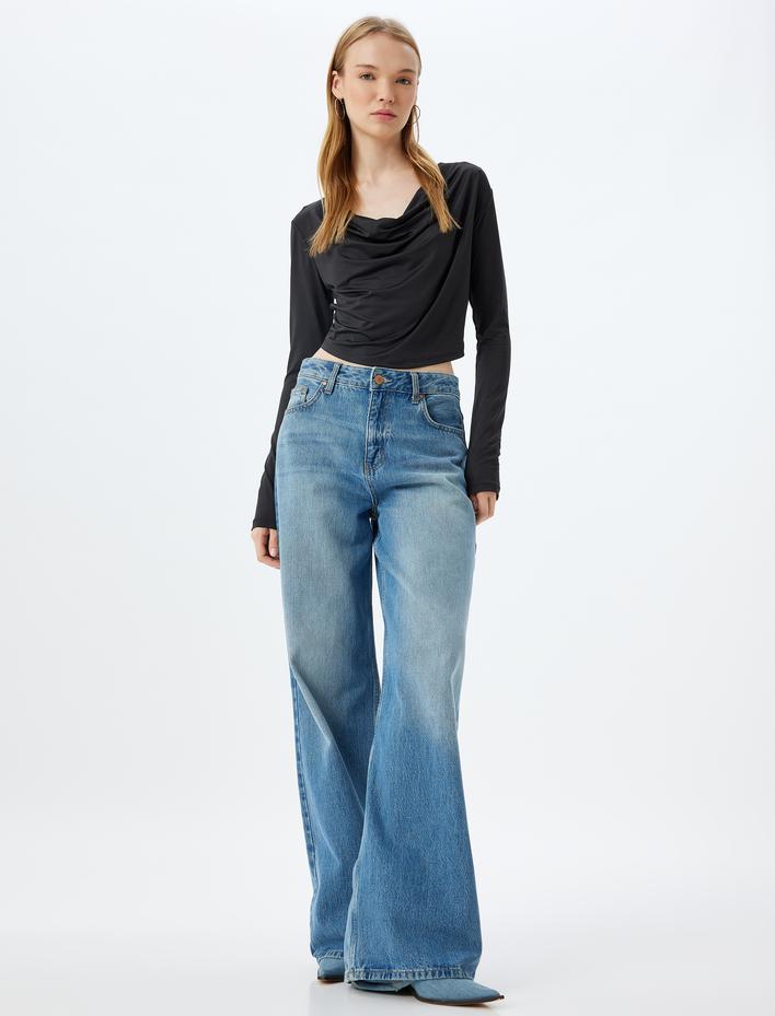  Degaje Yaka Bluz Uzun Kollu Slim Fit