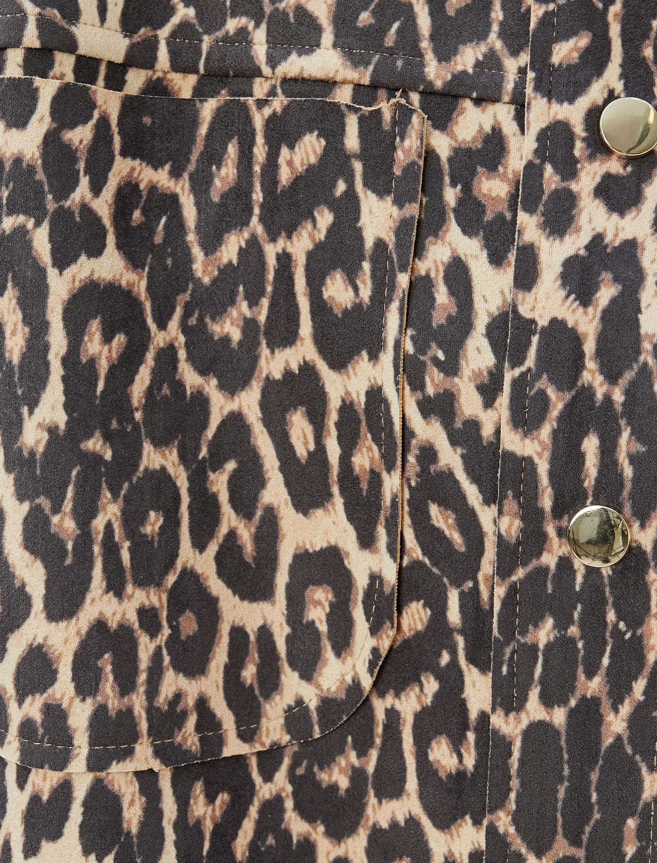   Leopar Mevsimlik Ceket Gömlek Yaka Cepli Çıt Çıt Düğmeli