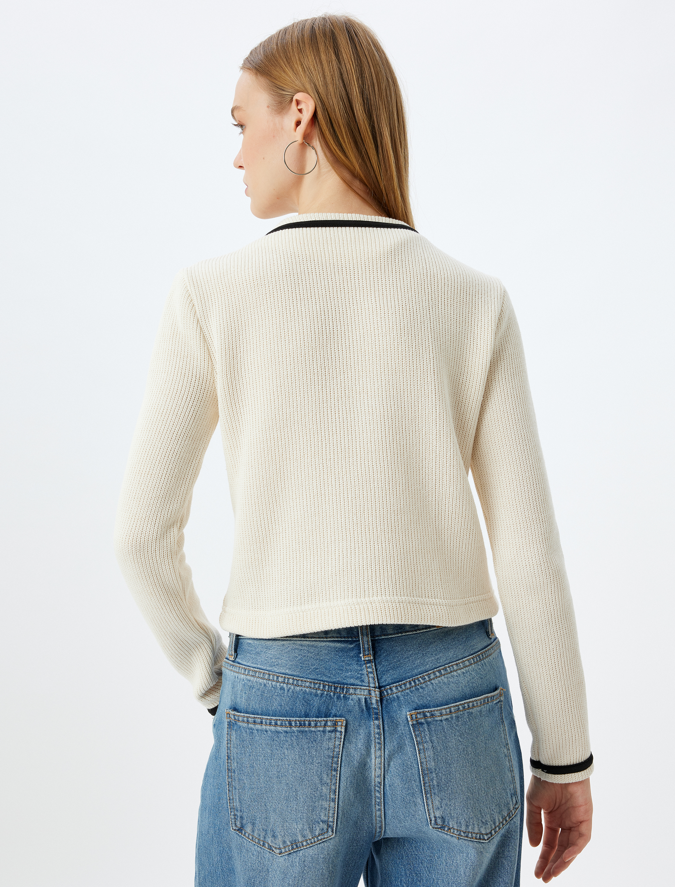   Bisiklet Yaka Hırka Biyeli Düğmeli Cep Detaylı Slim Fit