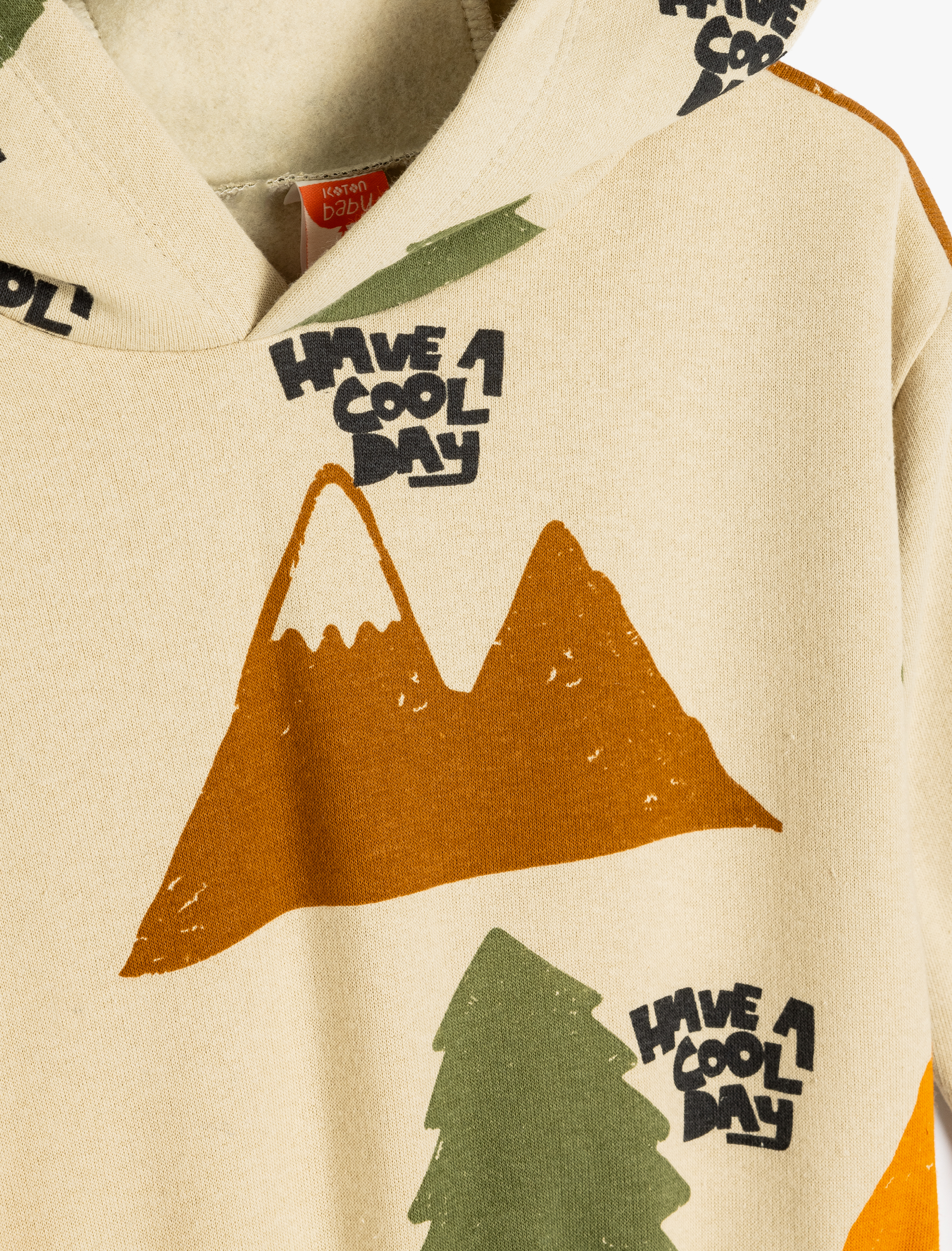  Erkek Bebek Doğa Temalı Baskılı Şardonlu Kapşonlu Sweatshirt