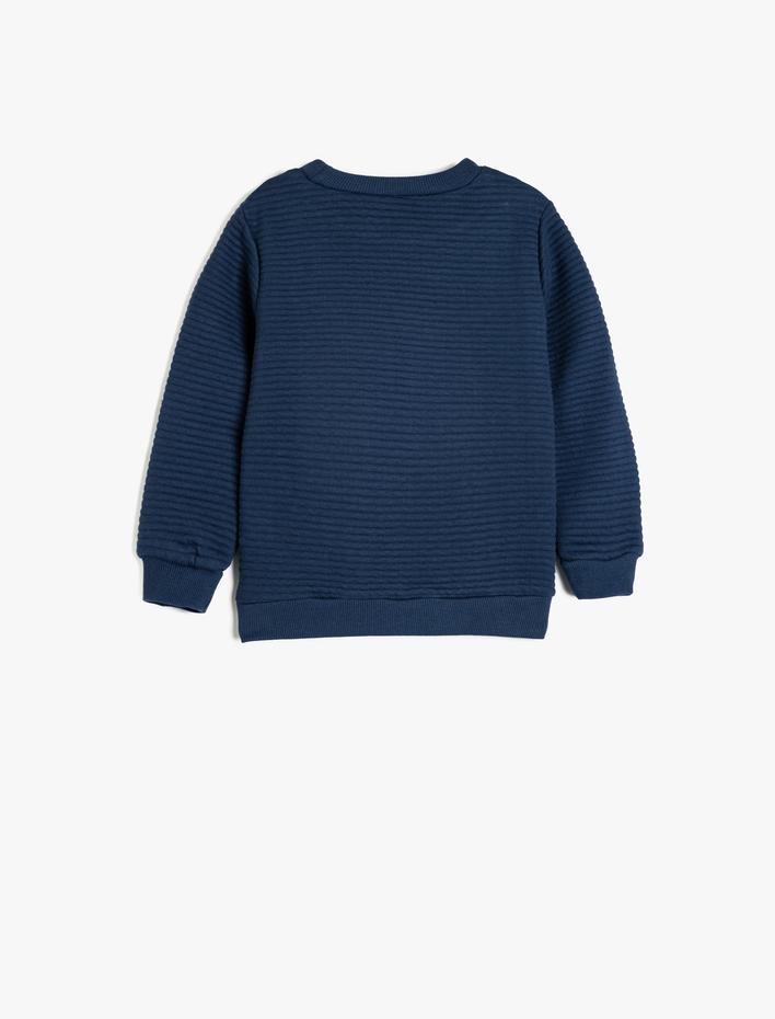 Erkek Bebek Pamuklu Bisiklet Yaka Uzun Kollu Basic Sweatshirt