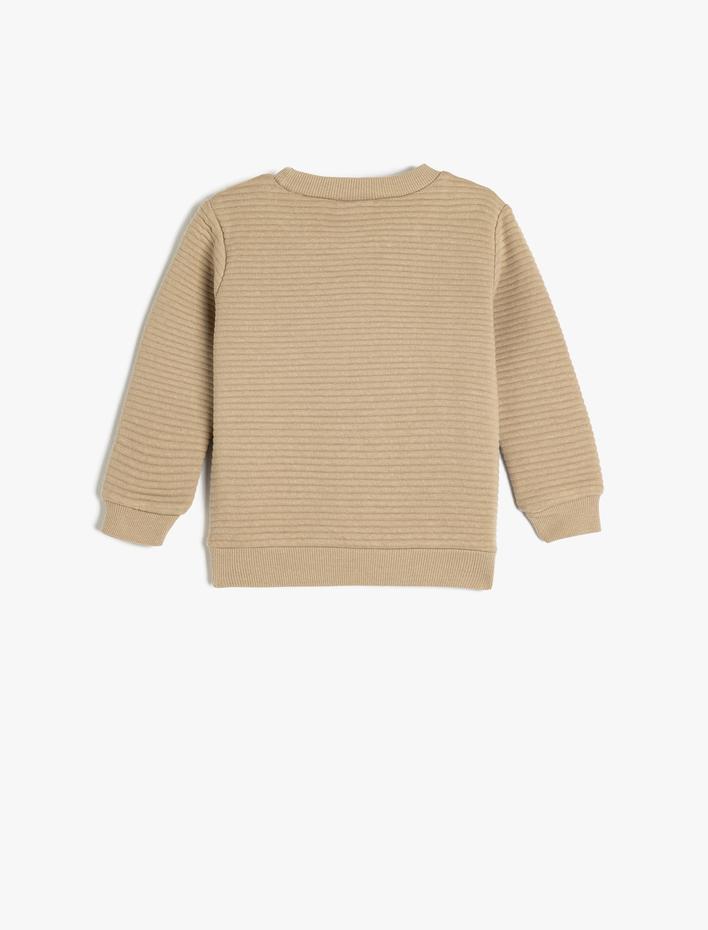 Erkek Bebek Pamuklu Bisiklet Yaka Uzun Kollu Basic Sweatshirt