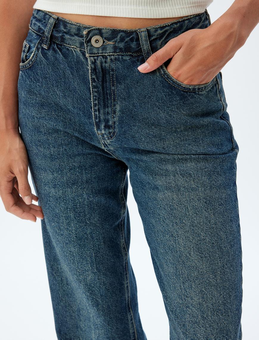   Düz Paça Kot Pantolon Düğmeli - Eve Straight Jeans