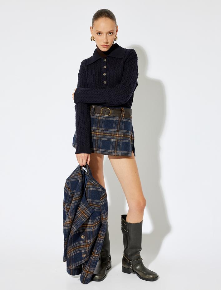  Koton X Sima Tarkan - Polo Kazak Saç Örgü Dokulu Uzun Kollu