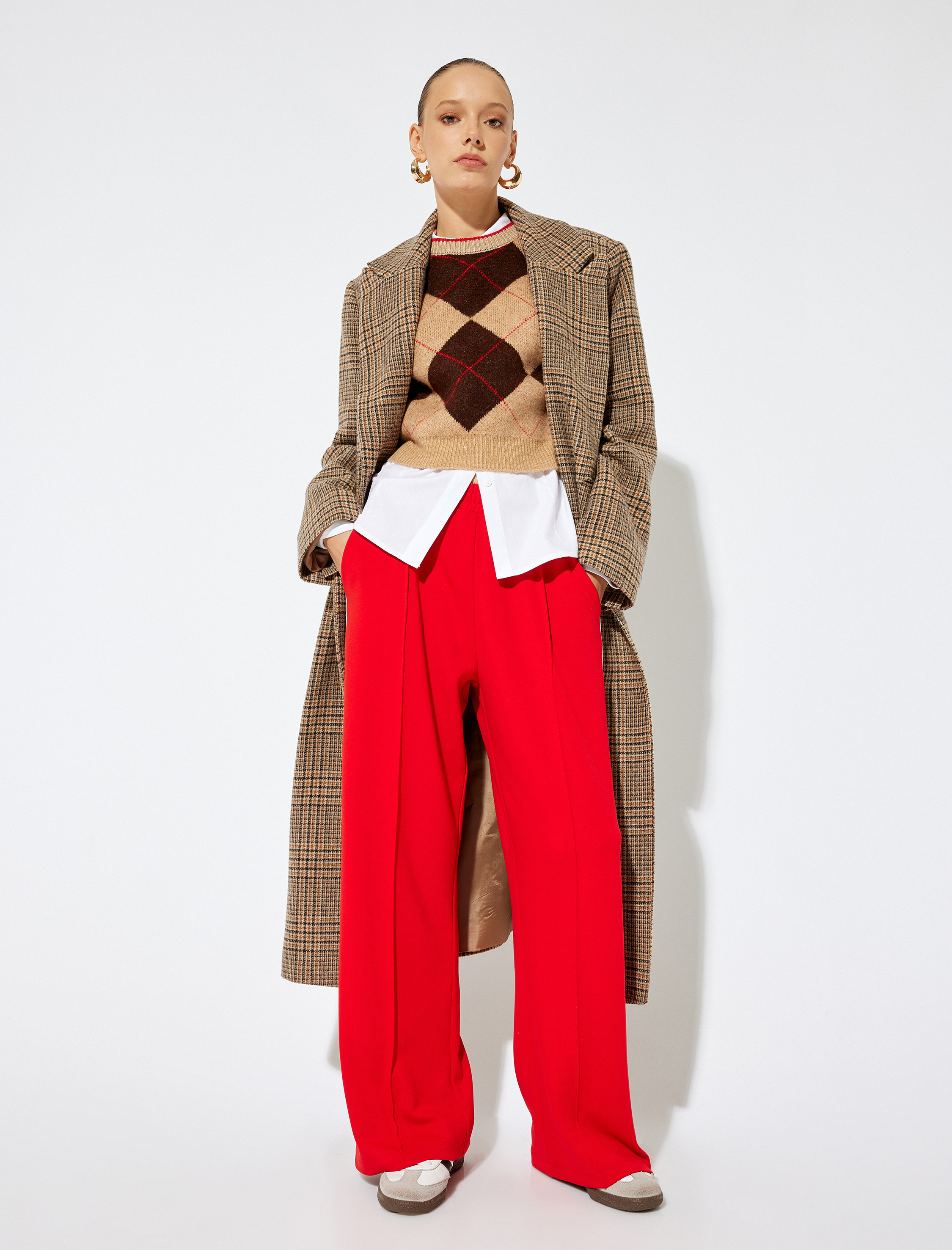 Koton X Sima Tarkan - Eşofman Pantolon Bol Paça Yanları Çizgi Şerit Detaylı Cepli Nervür Detaylı