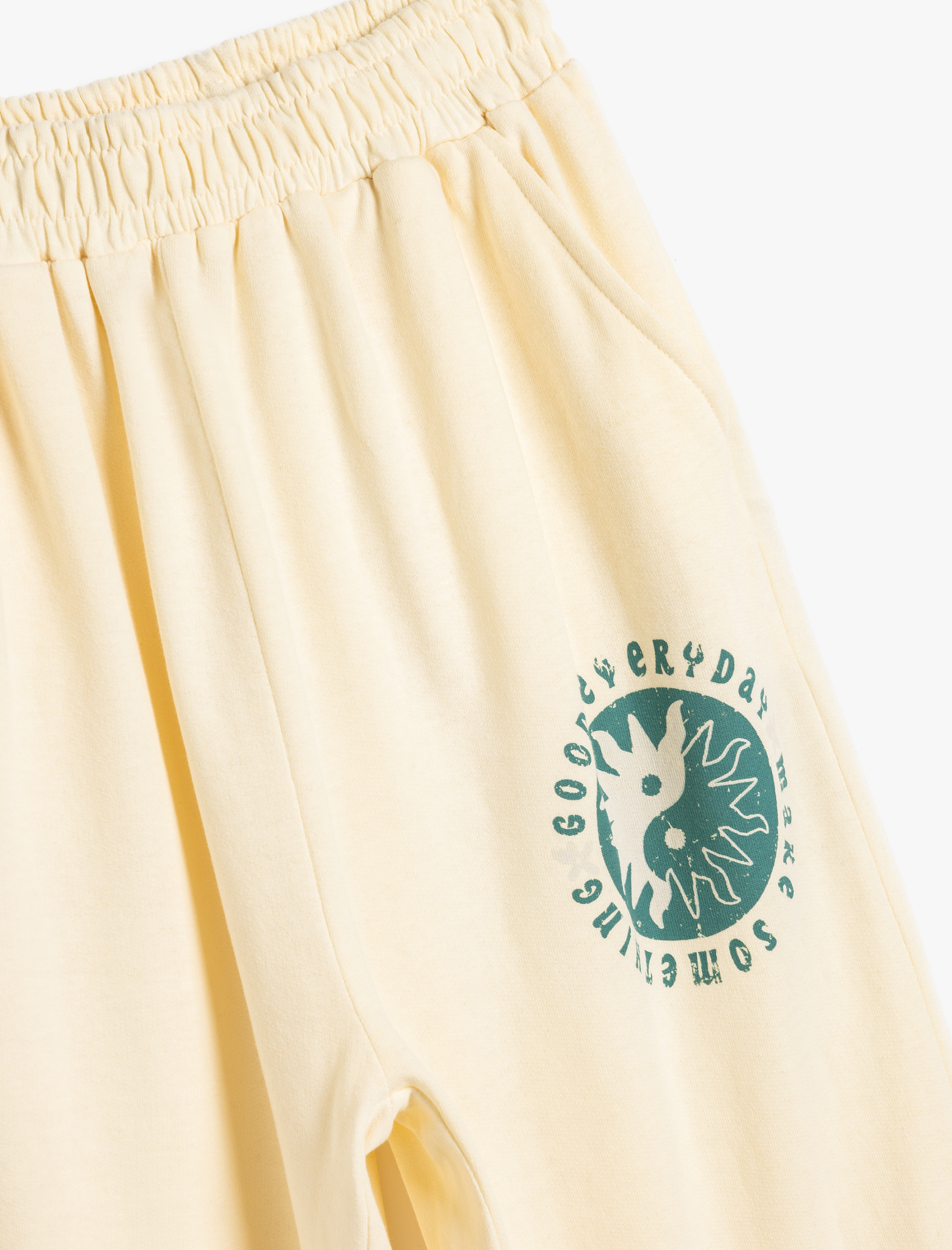  Kız Çocuk Pamuklu Baskılı Beli Bağlamalı Şardonlu Jogger Eşofman Altı