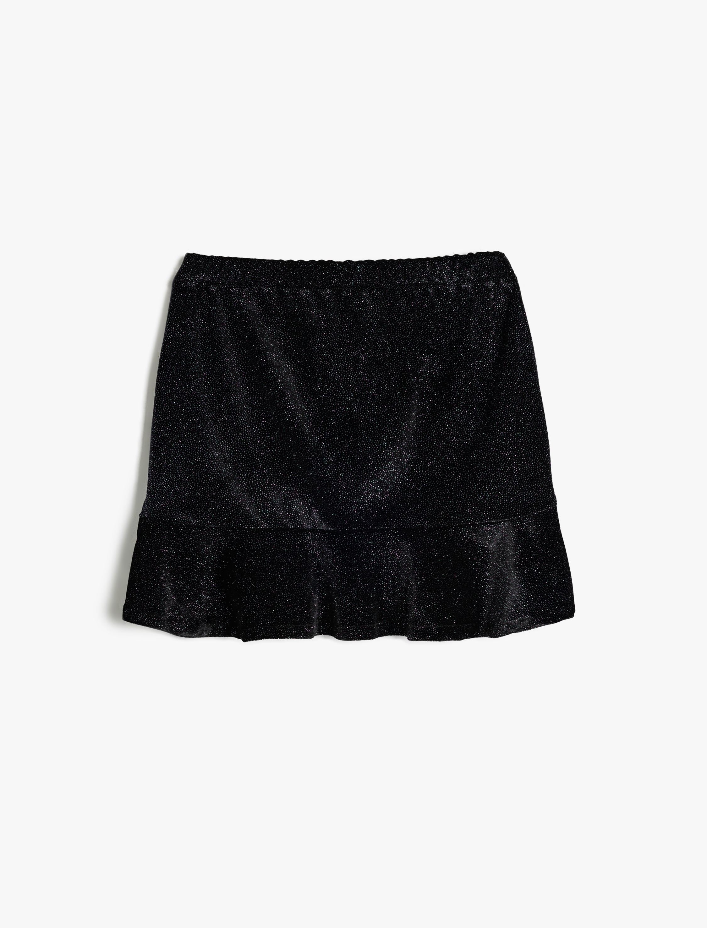  Kız Çocuk Kadife Etek Simli Fırfırlı Büzgülü Beli Lastikli