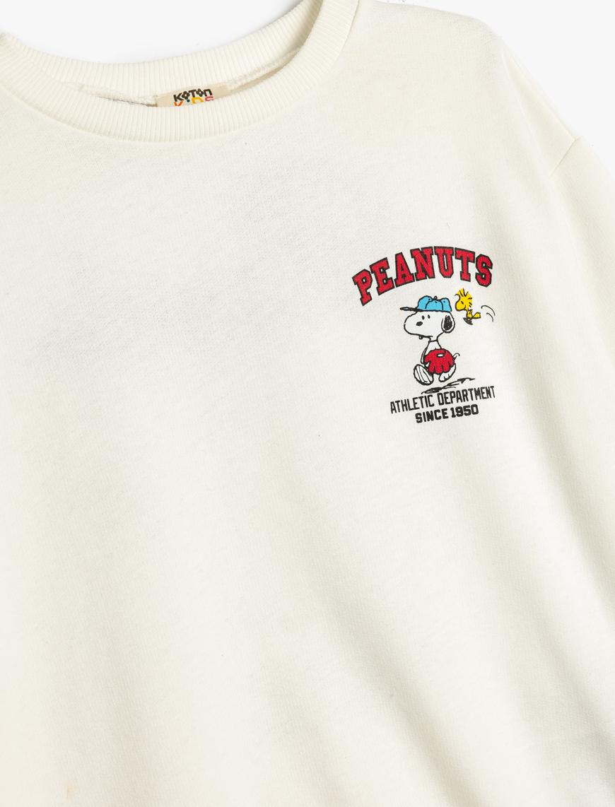  Kız Çocuk Snoopy Sweatshirt Lisanslı Uzun Kollu Bisiklet Yaka