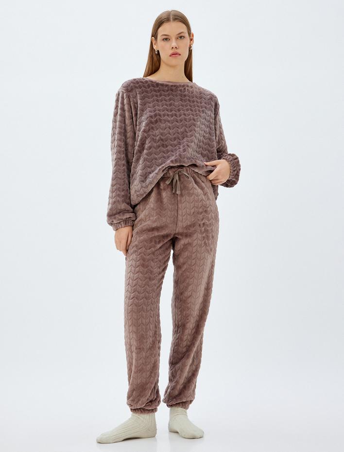  Polar Pijama Altı Beli Bağlamalı Lastikli Rahat Kalıp