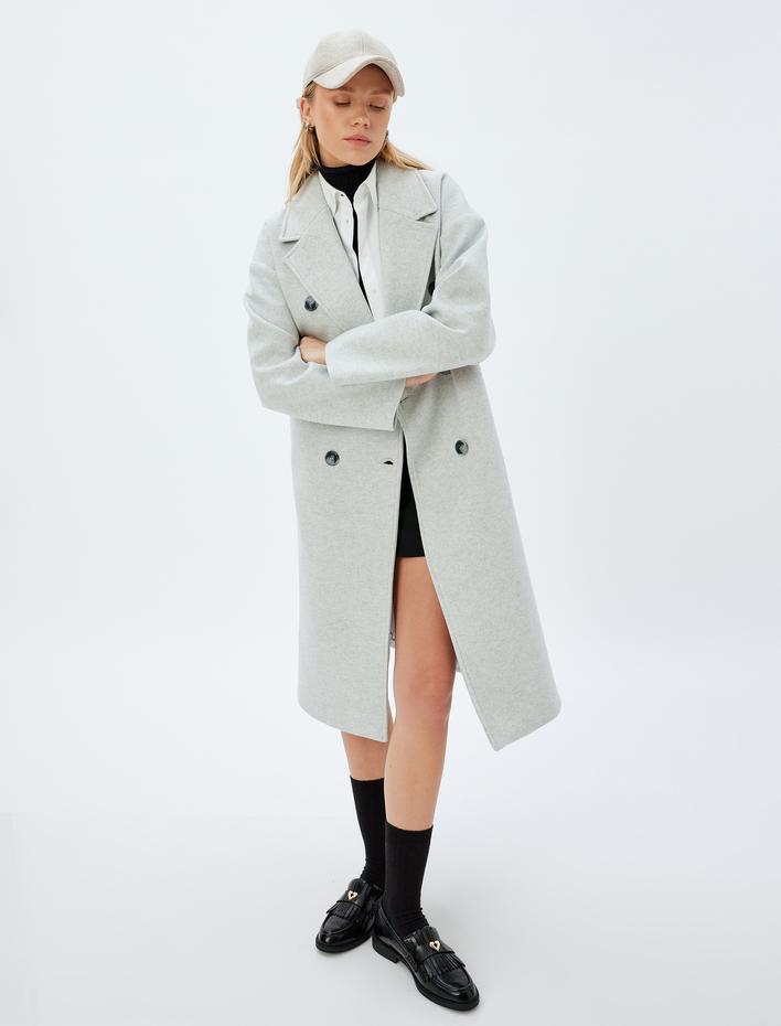  Cepli Uzun Kruvaze Kaşe Oversize Kaban
