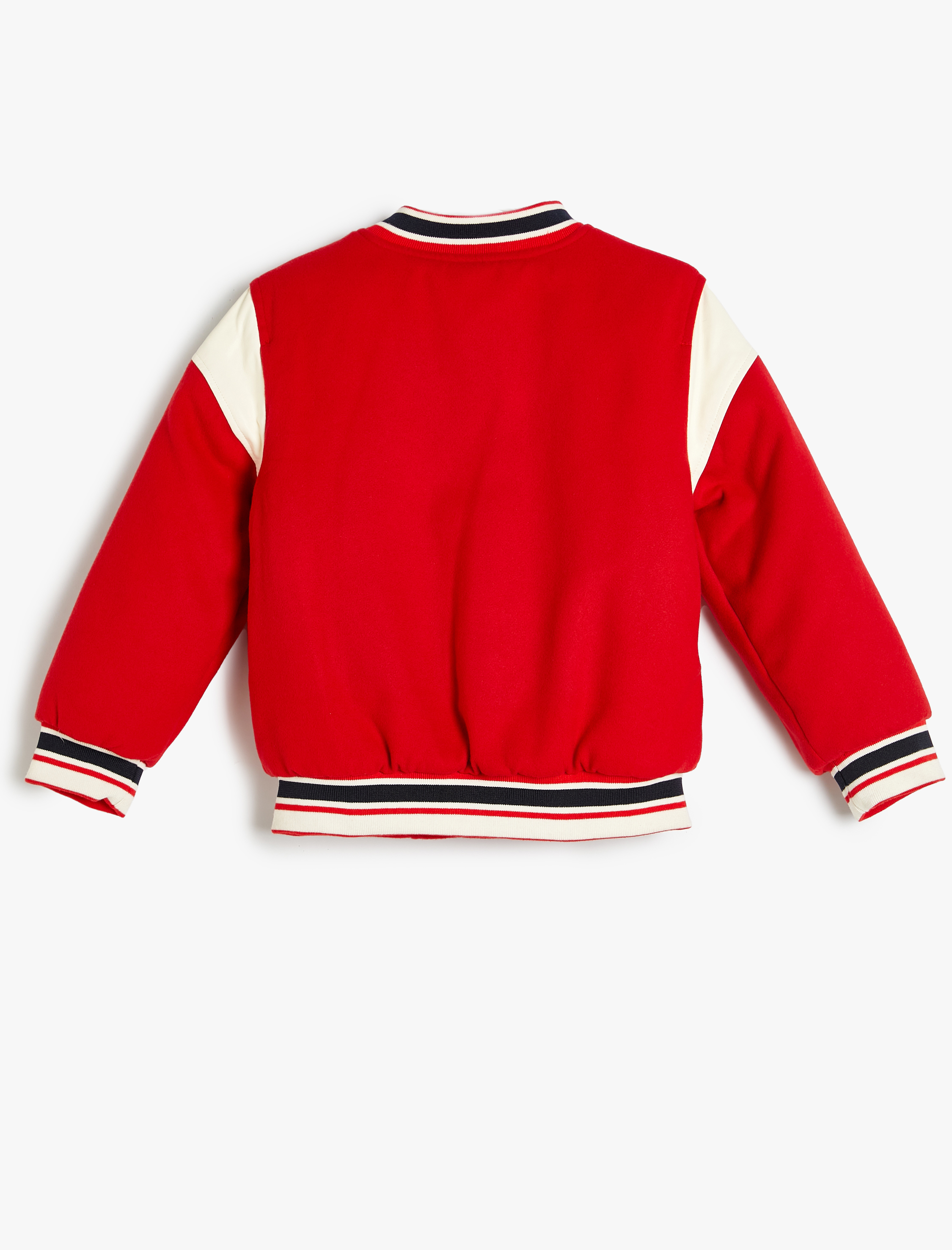  Kız Çocuk Cep Detaylı Uzun Kollu Renk Bloklu Oversize Kolej Ceket