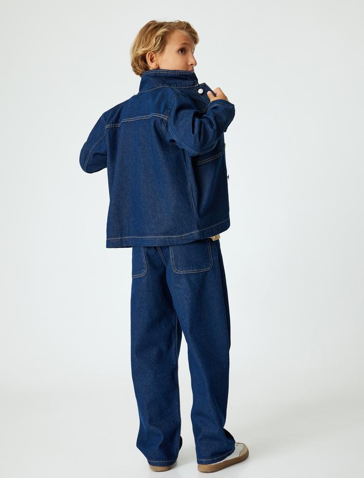 Erkek Çocuk Kot Pantolon Pamuklu Cepli Beli Ayarlanabilir Lastikli