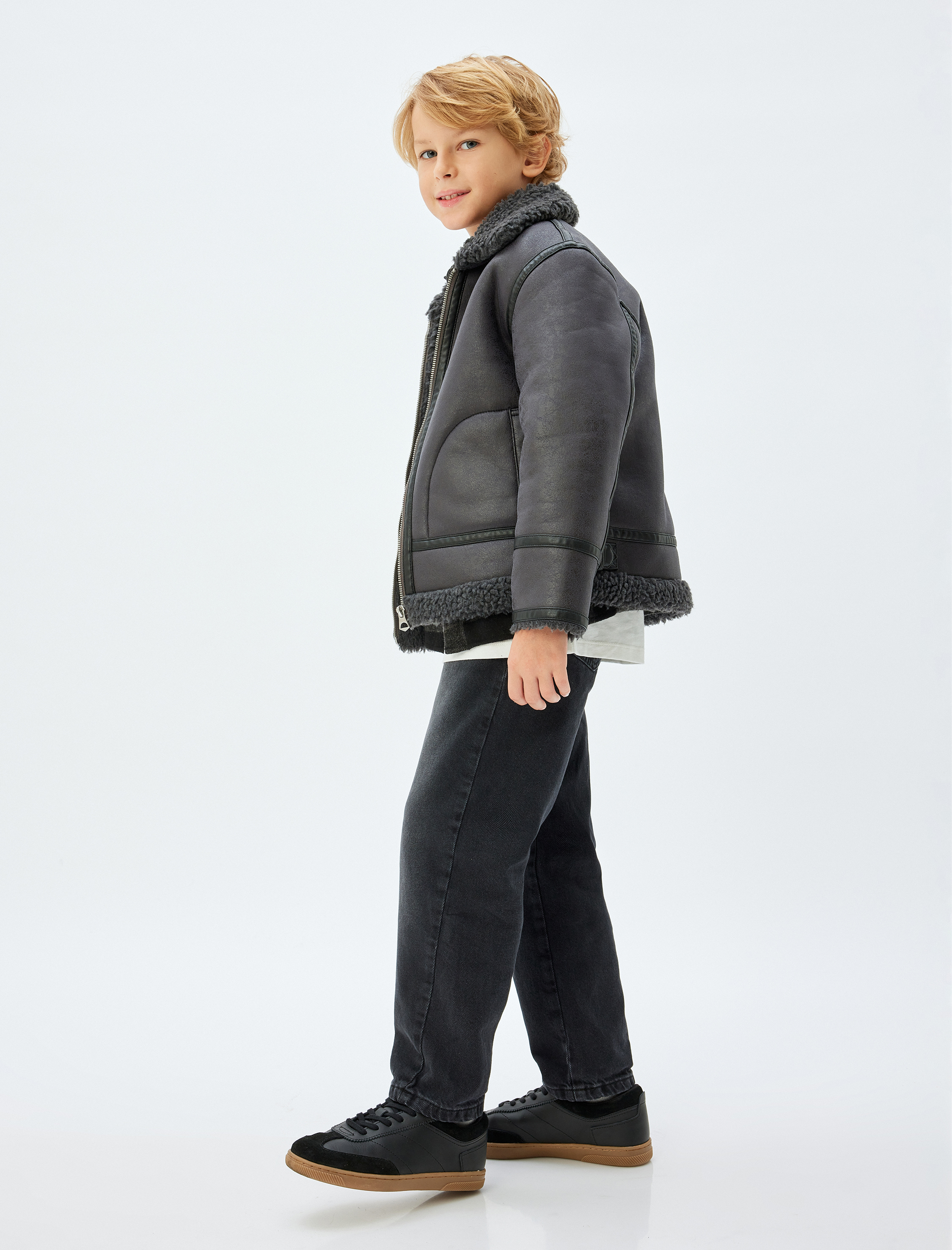 Erkek Çocuk Kot Pantolon Pamuklu Cepli Beli Lastikli