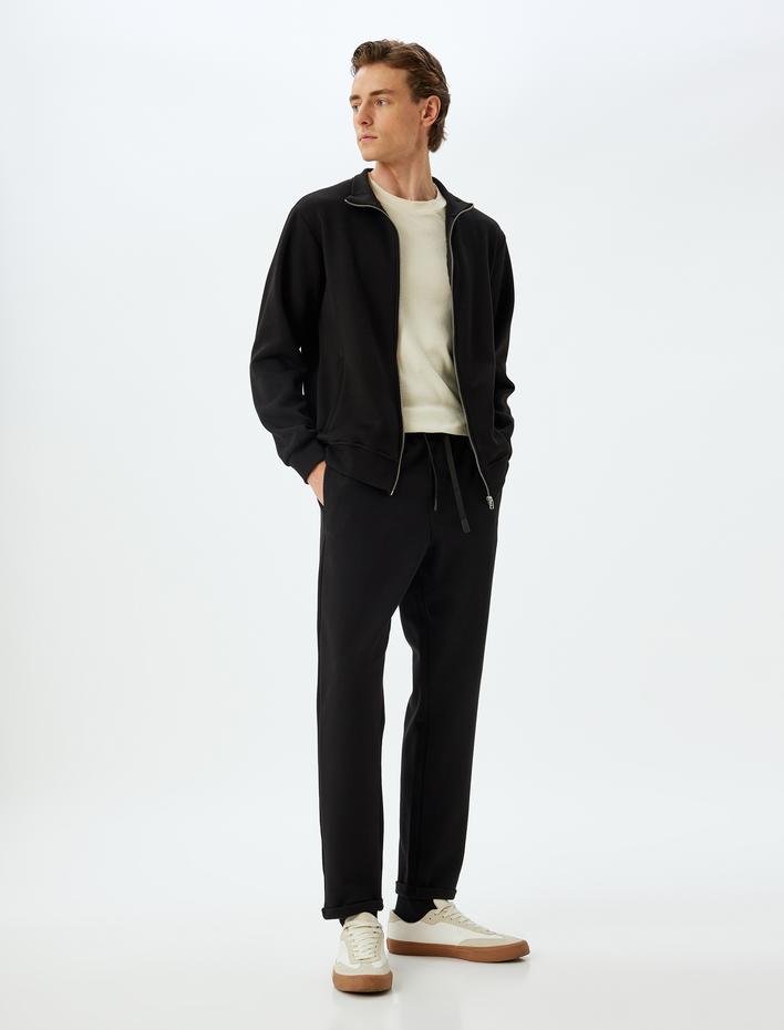  Slim Fit Pantolon Beli Bağcıklı Cep Detaylı Pamuk Karışımlı