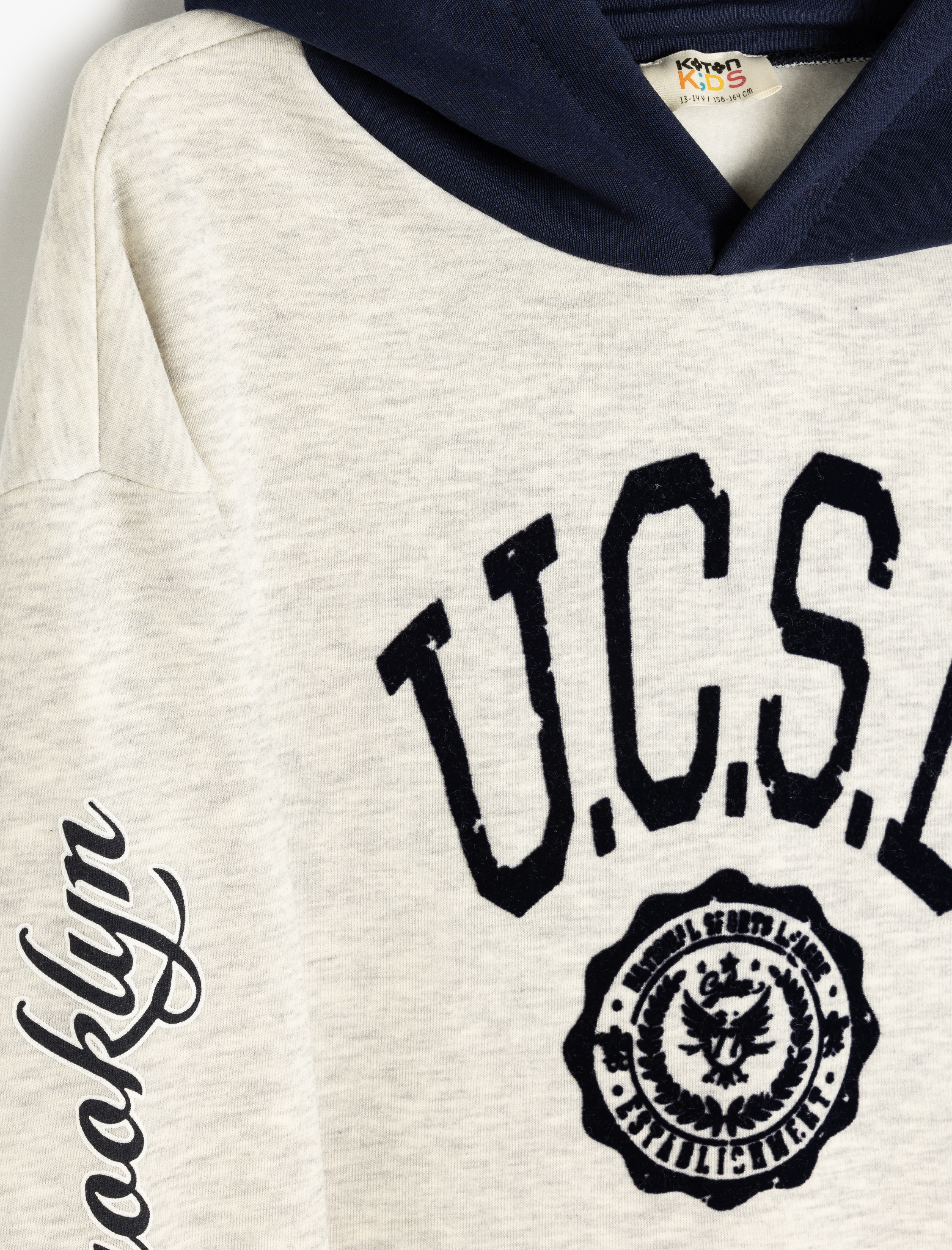  Erkek Çocuk Kapşonlu Sweatshirt Baskılı Uzun Kollu Renk Bloklu Şardonlu